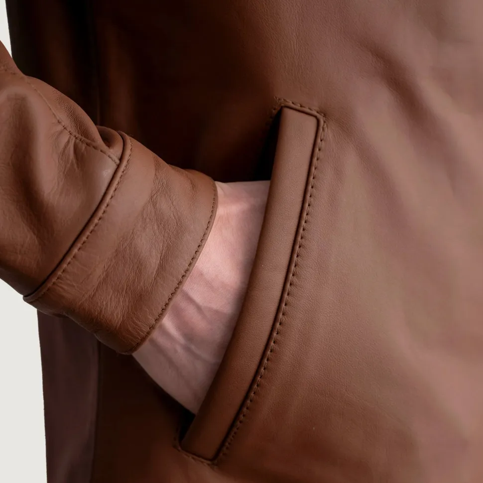 Zen Matte Brown Leather Biker Jacket