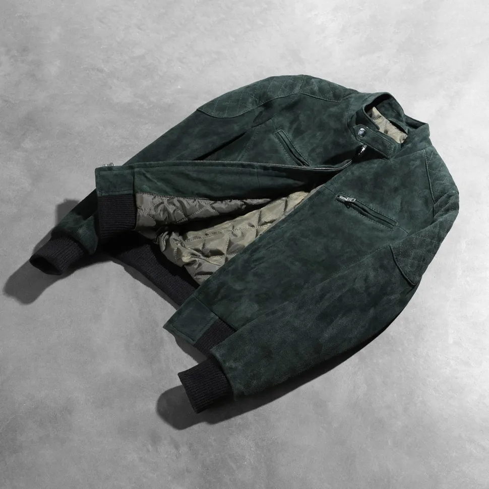 Zenna Green Suede Bomber Jacket