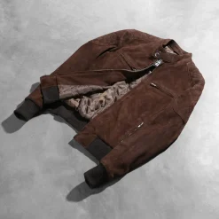 Zenna Mocha Suede Bomber Jacket