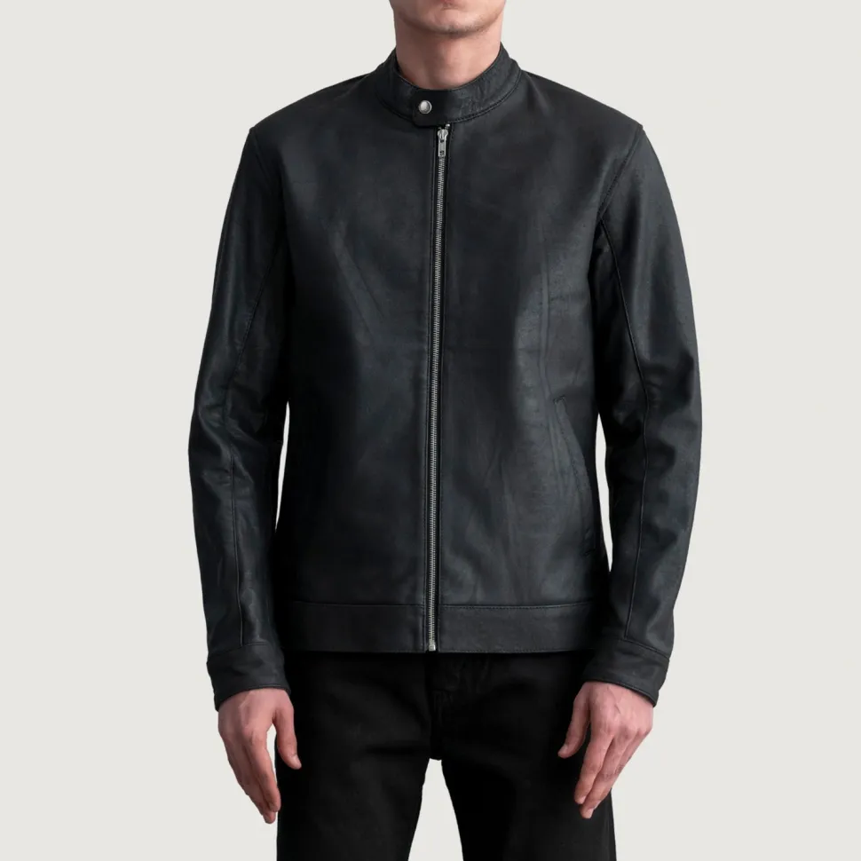 Zen Tumbled Black Leather Biker Jacket