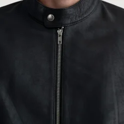 Zen Tumbled Black Leather Biker Jacket