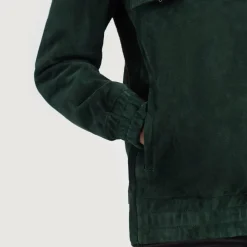 Zest Green Hooded Suede Pullover Jacket