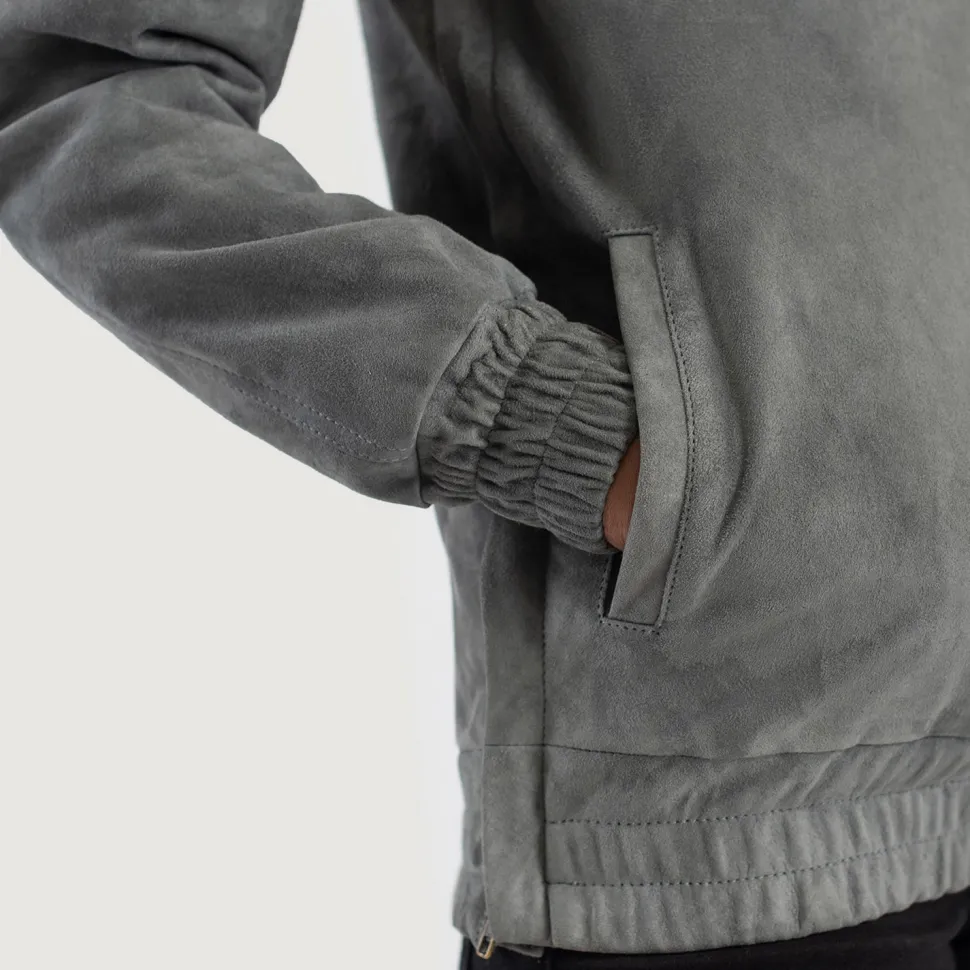 Zest Grey Hooded Suede Pullover Jacket